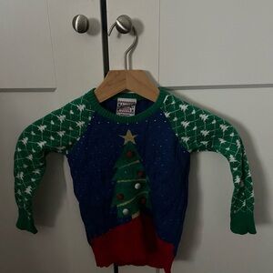 Christmas tree sweater for little girl